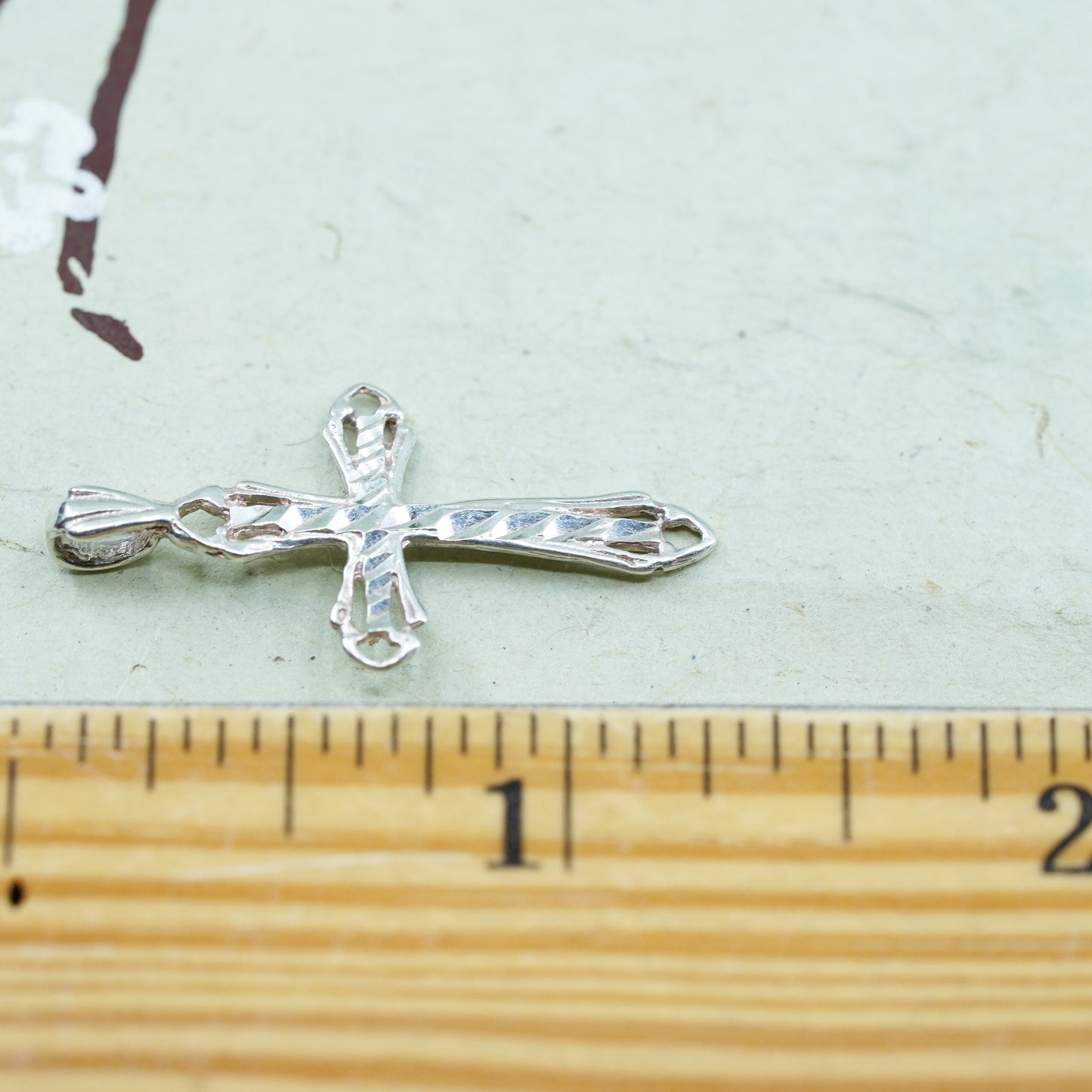 Vintage handmade Sterling silver filigree pendant, 925 cross charm