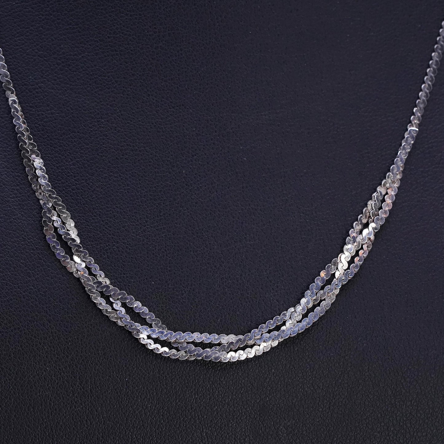 18" 2mm, vintage Sterling silver handmade chain, 925 S link woven necklace