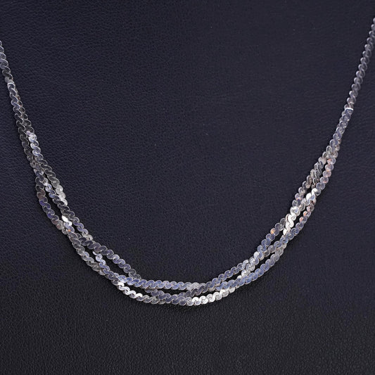 18" 2mm, vintage Sterling silver handmade chain, 925 S link woven necklace