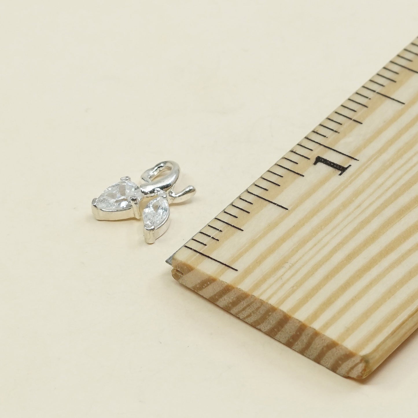 vtg sterling silver cz crystal pendant, 925 silver pendant, stamped 925
