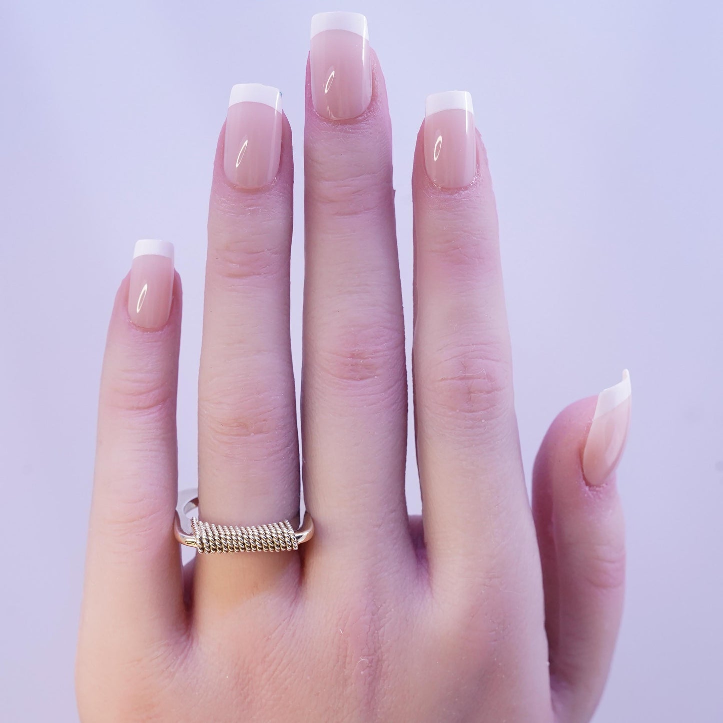 Size 9.25, VTG gold plated sterling silver ring, statement cable stackable band
