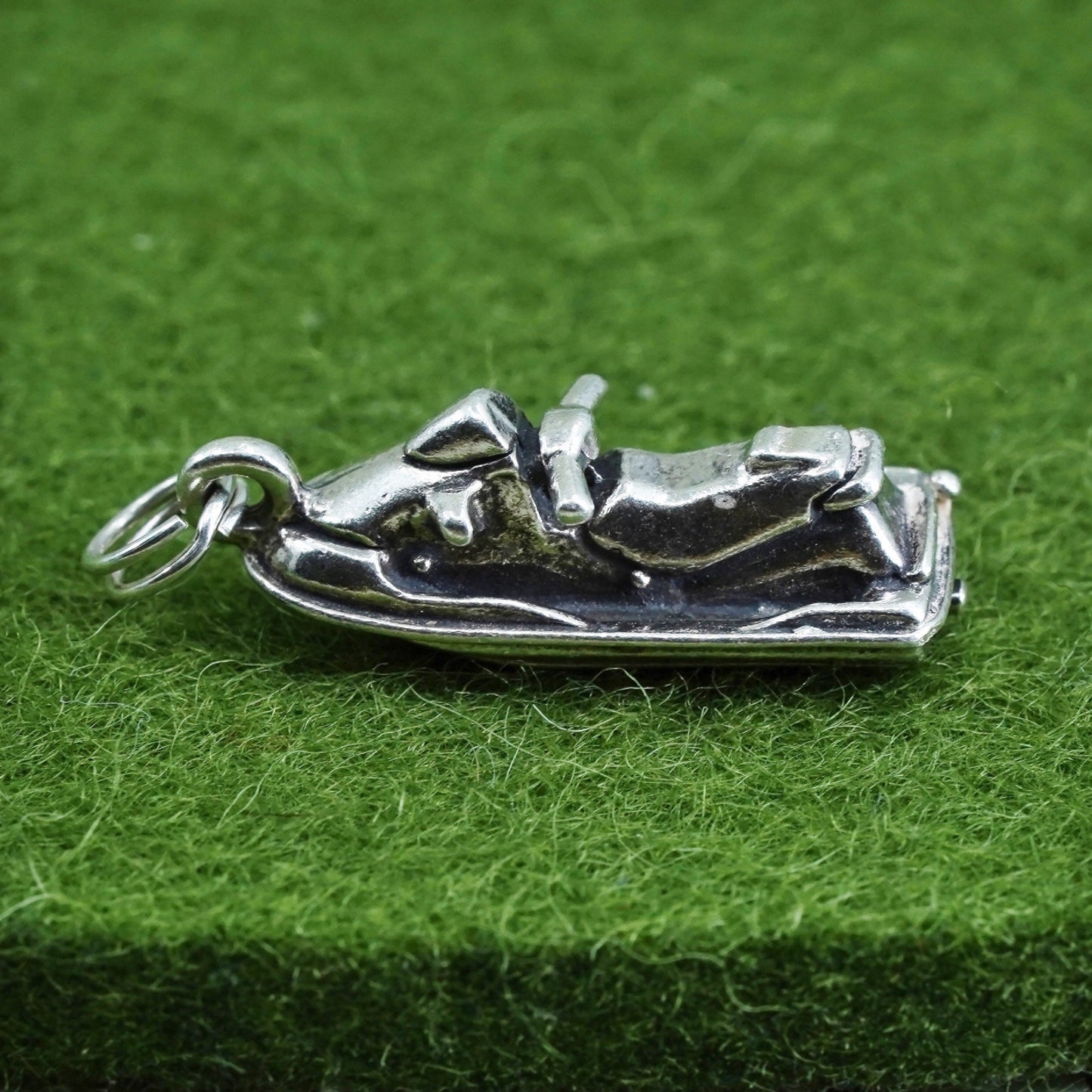 vintage Sterling silver handmade pendant, 925 jet ski charm