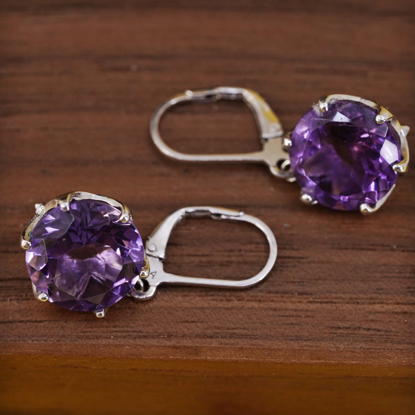 Vintage Sterling 925 silver handmade earrings with amethyst