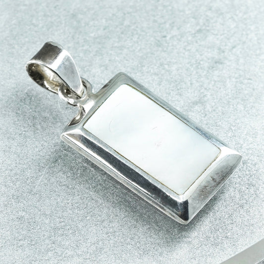 Vintage sterling 925 silver handmade pendant with mother of pearl inlay