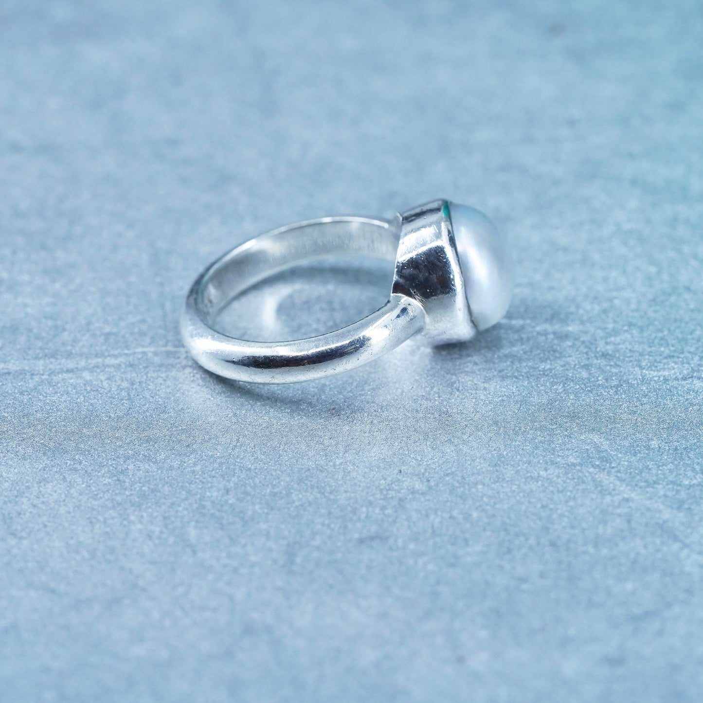 Size 6, vintage Sterling 925 silver handmade ring with pearl