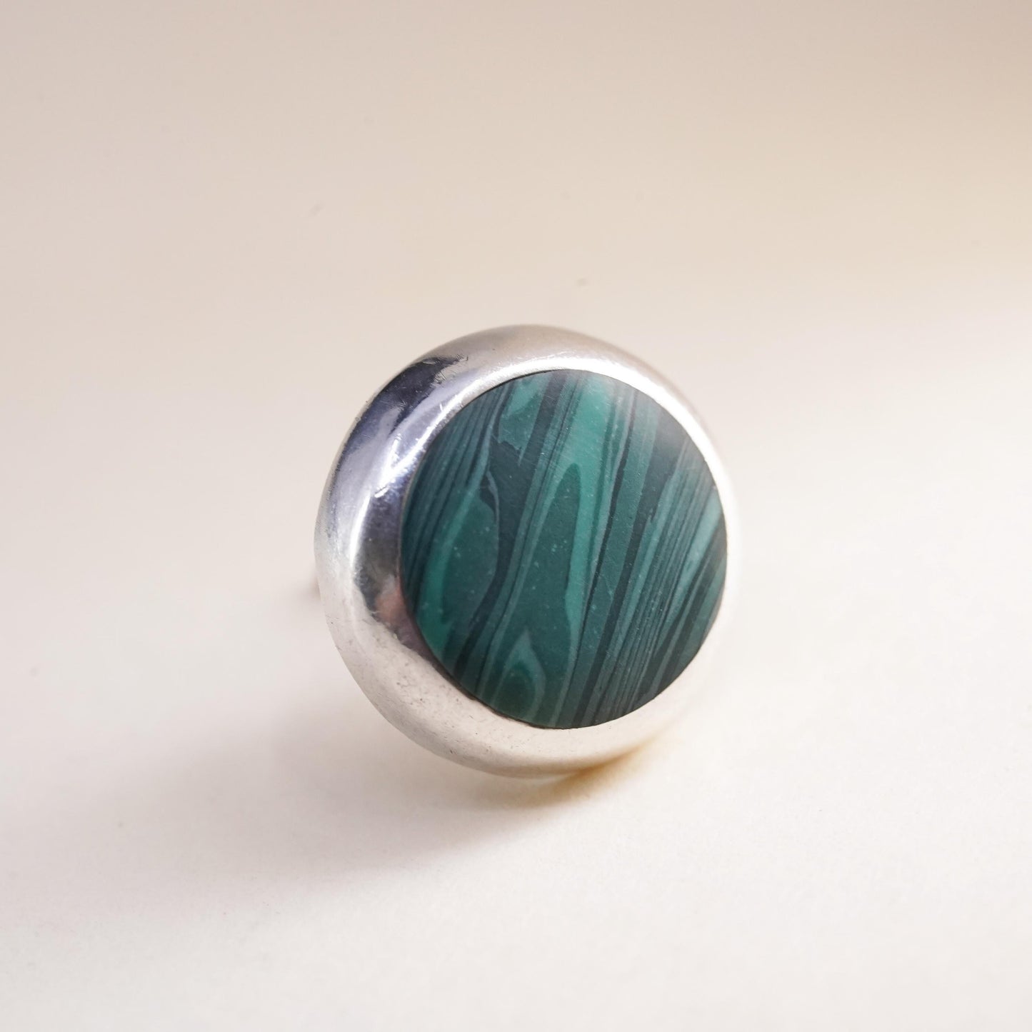 southwestern Mexican Sterling 925 silver stud malachite, single earring