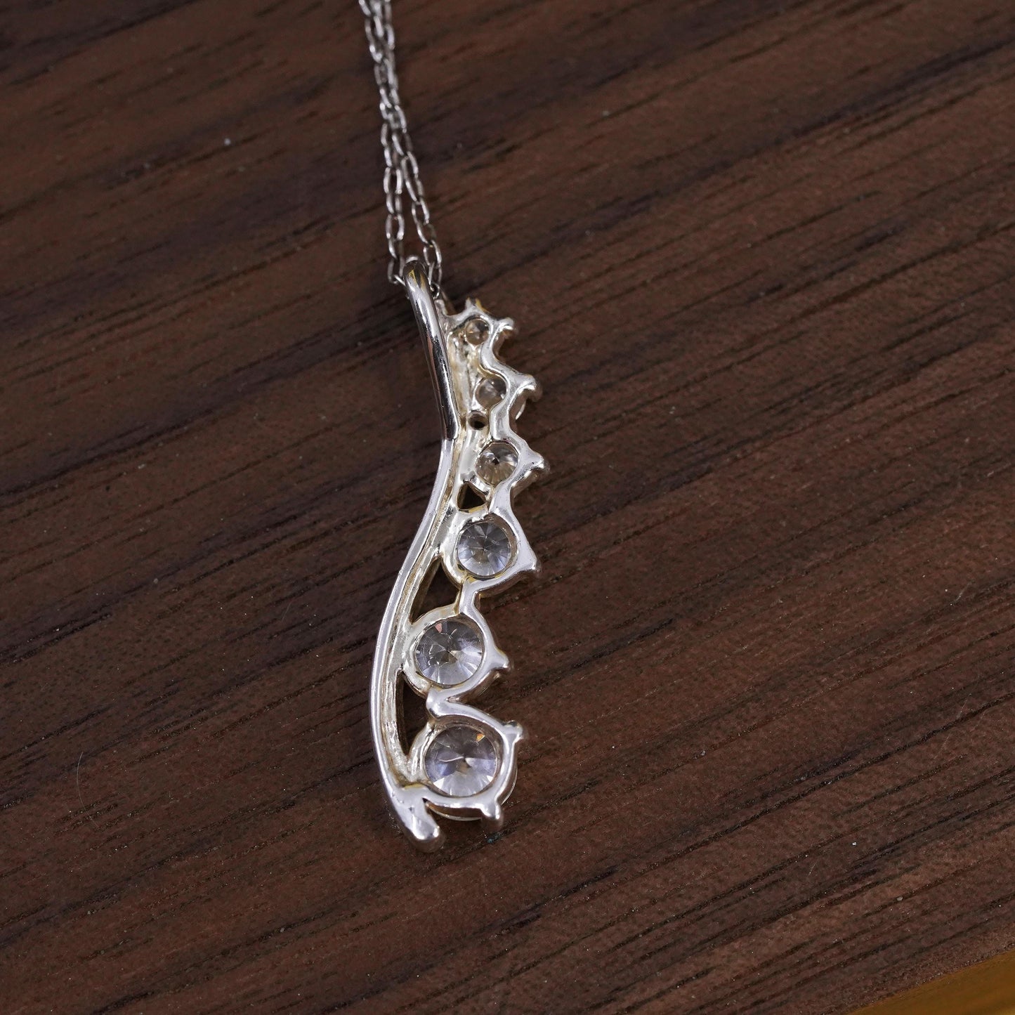 18", vintage Sterling silver necklace, Italy 925 circle chain with cz pendant