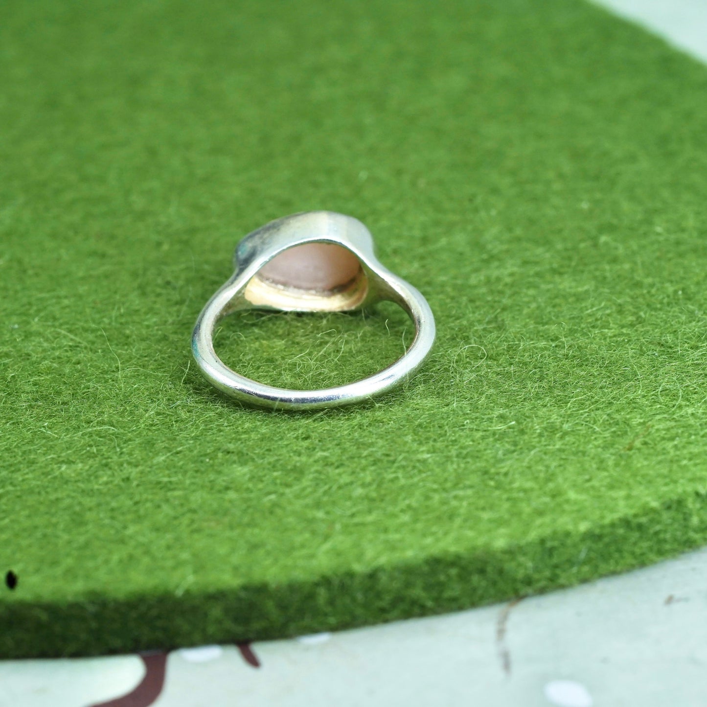 Size 5.5, Vintage sterling silver 925 handmade ring with pink rose quartz