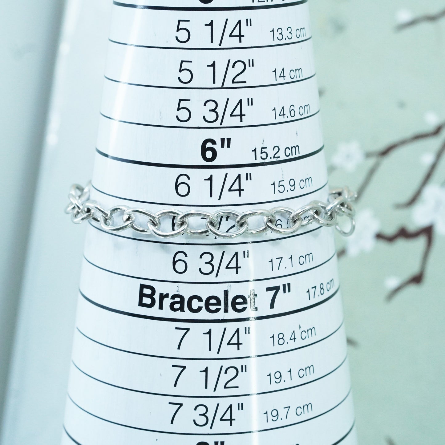 6.5”, sterling 925 silver circle link charm bracelet snowflake charm diamond