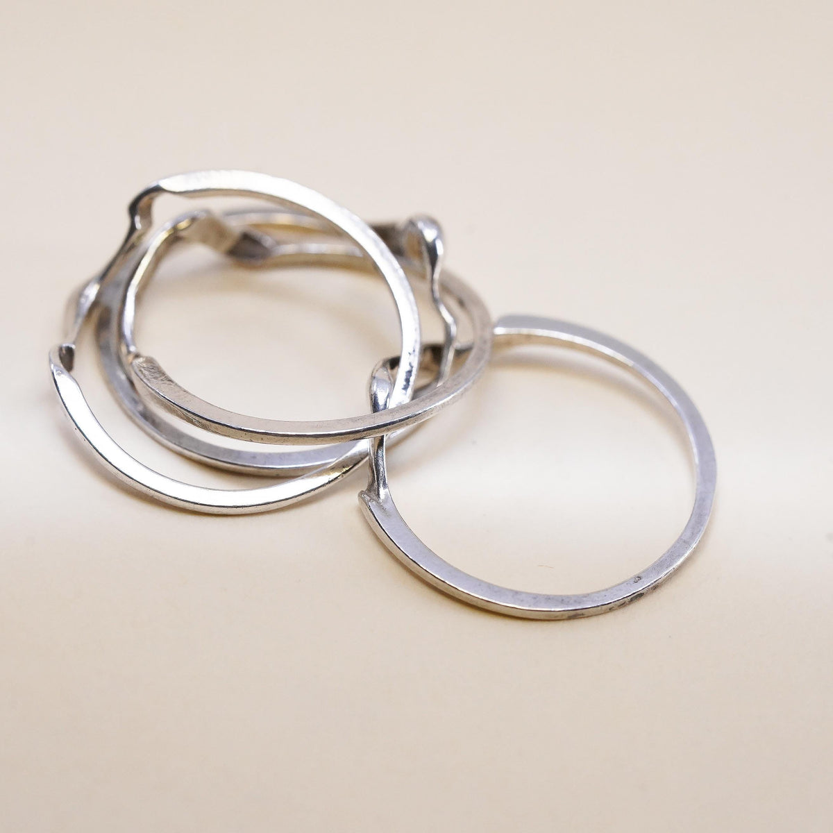 size 6, southwestern sterling silver 925 cable puzzle ring, multi strands band