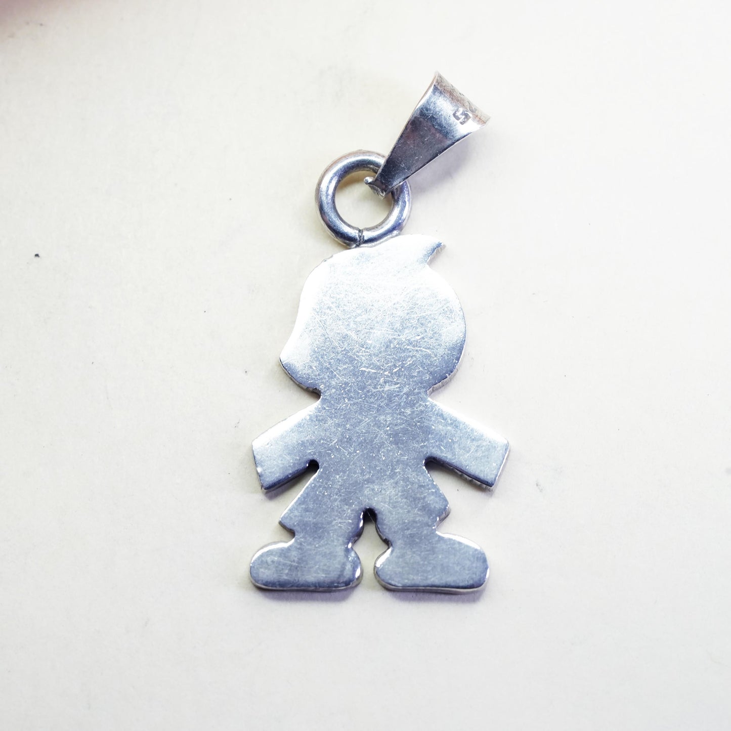 Vintage sterling silver handmade pendant, 925 boy figure pendant