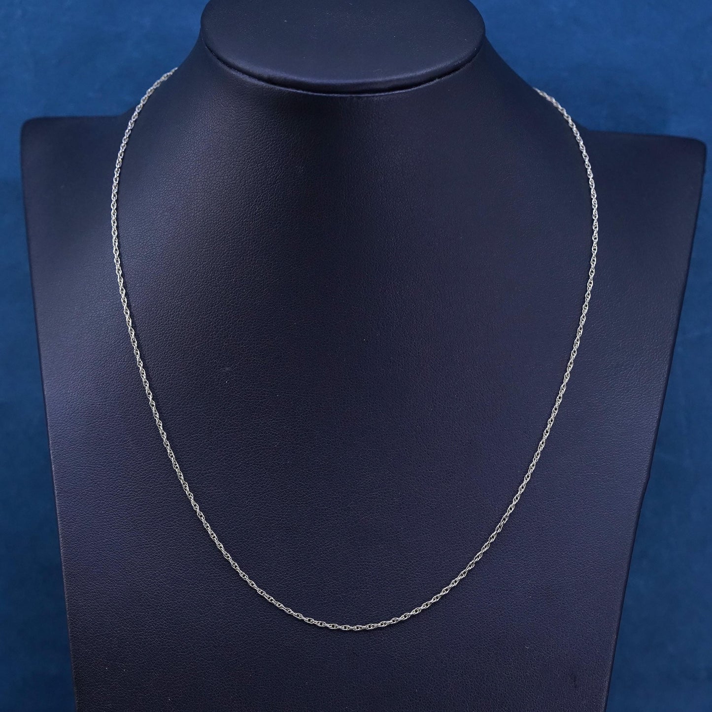18" 1.6mm, vintage Stauer Sterling silver necklace, 925 Singapore rope chain