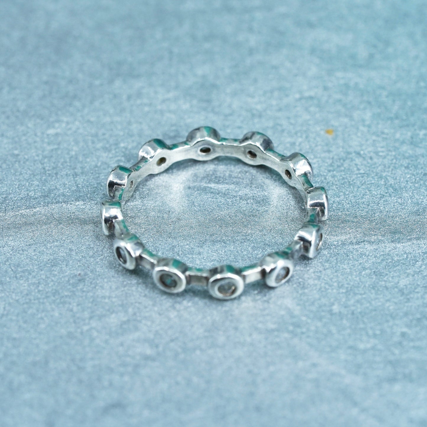 Size 5, vintage southwestern Sterling 925 silver wedding ring, Cz band