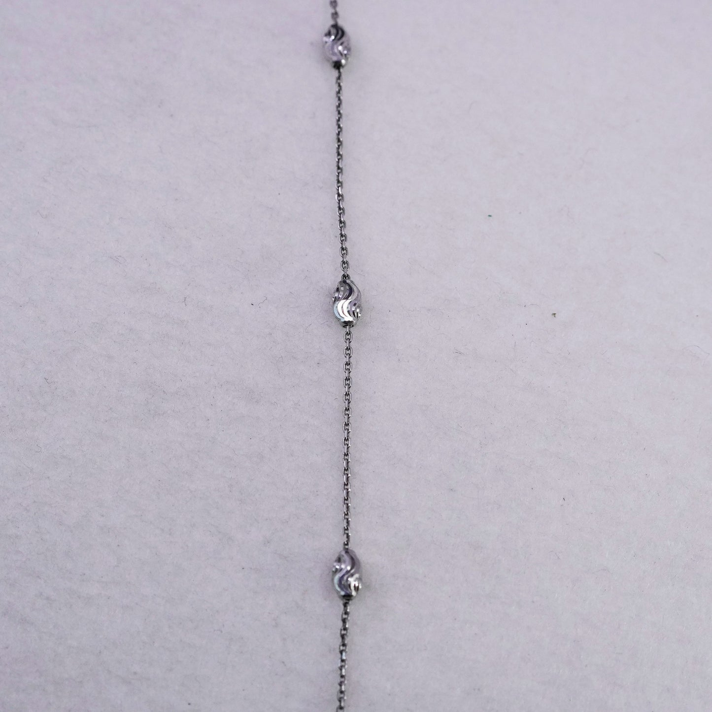 24” 1mm, vintage Italy Sterling 925 silver circle chain necklace with beads
