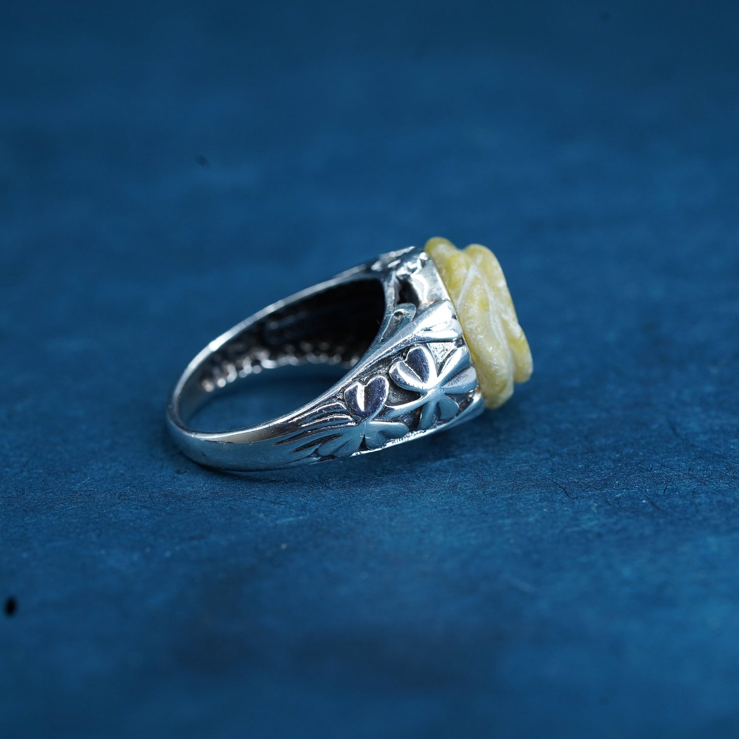 Size 9, Irish Rose Connemara Marble flower 925 Silver Ireland Ring