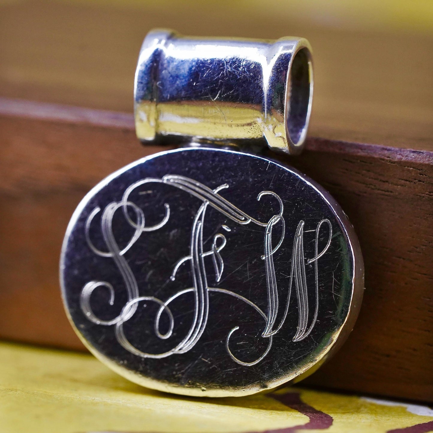 Vintage Thailand Sterling silver pendant, 925 oval tag with name monogram "SWF"