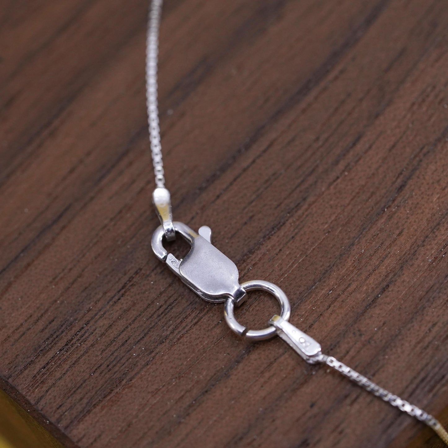 18”, Vintage Sterling silver handmade necklace, 925 box chain puzzle pendant