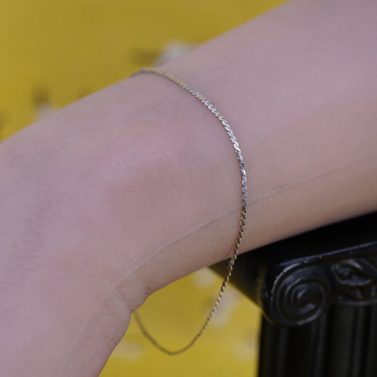7", Vintage Sterling silver handmade twisted s link bracelet chain