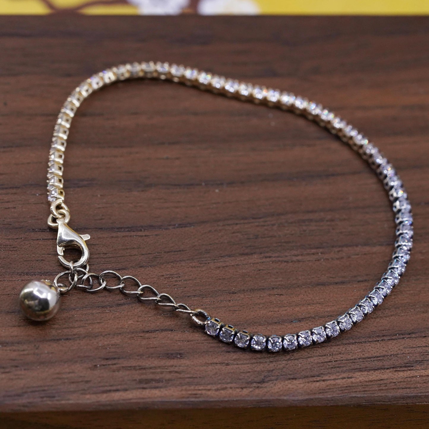 5.5+1”, Vermeil gold over sterling silver bracelet, 925 chain with cluster Cz
