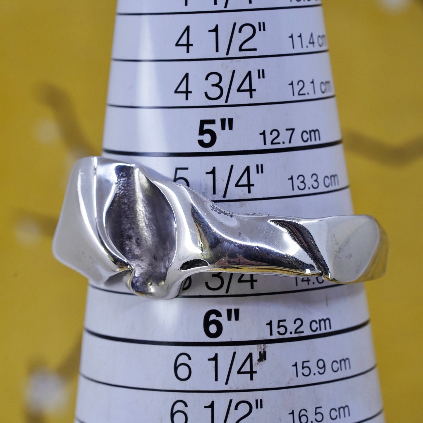 5.5", Southwestern sterling silver handmade bracelet, wrinkle 925 silver cuff