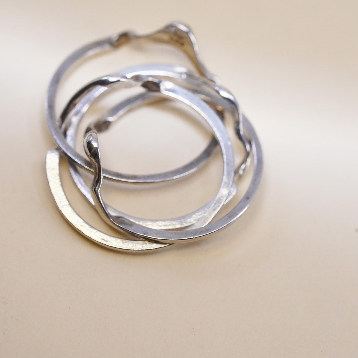 size 6, southwestern sterling silver 925 cable puzzle ring, multi strands band