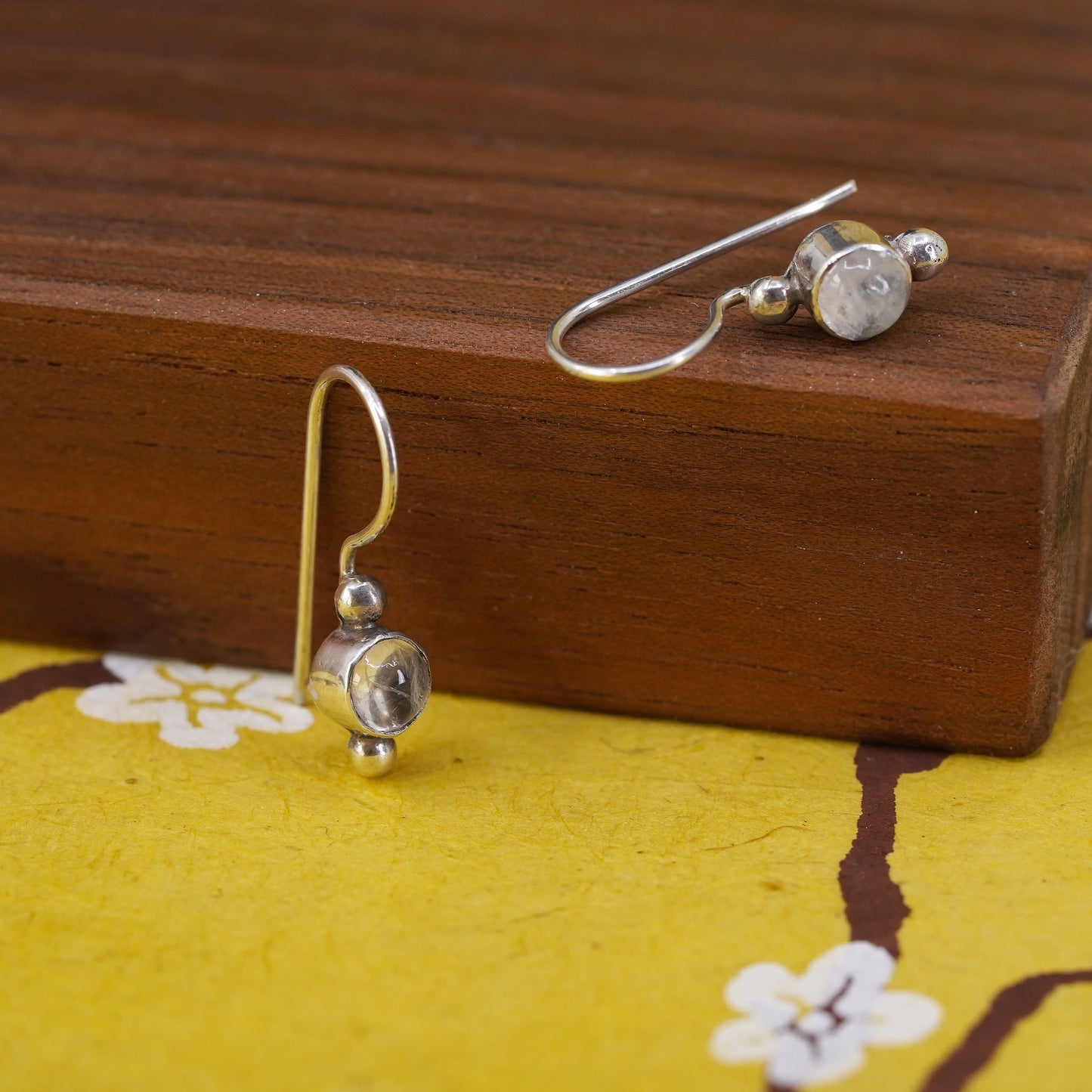 Vintage Sterling 925 silver handmade earrings with moonstone