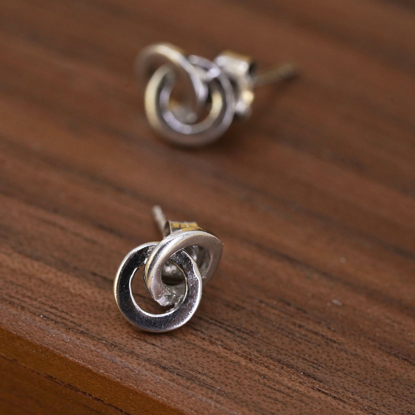vintage Sterling silver handmade earrings, 925 entwined studs