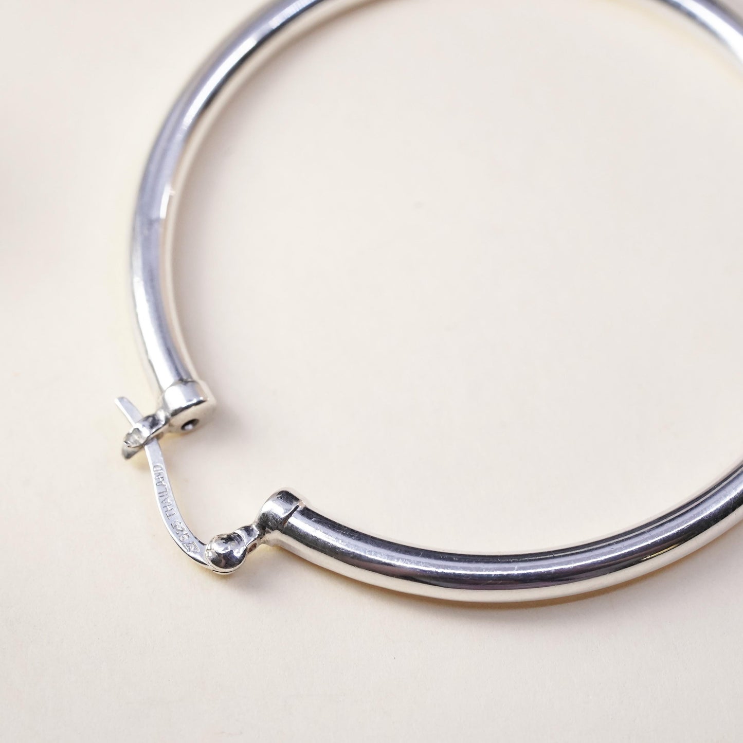 2", Vintage sterling 925 silver loop single earring, minimalist primitive hoop