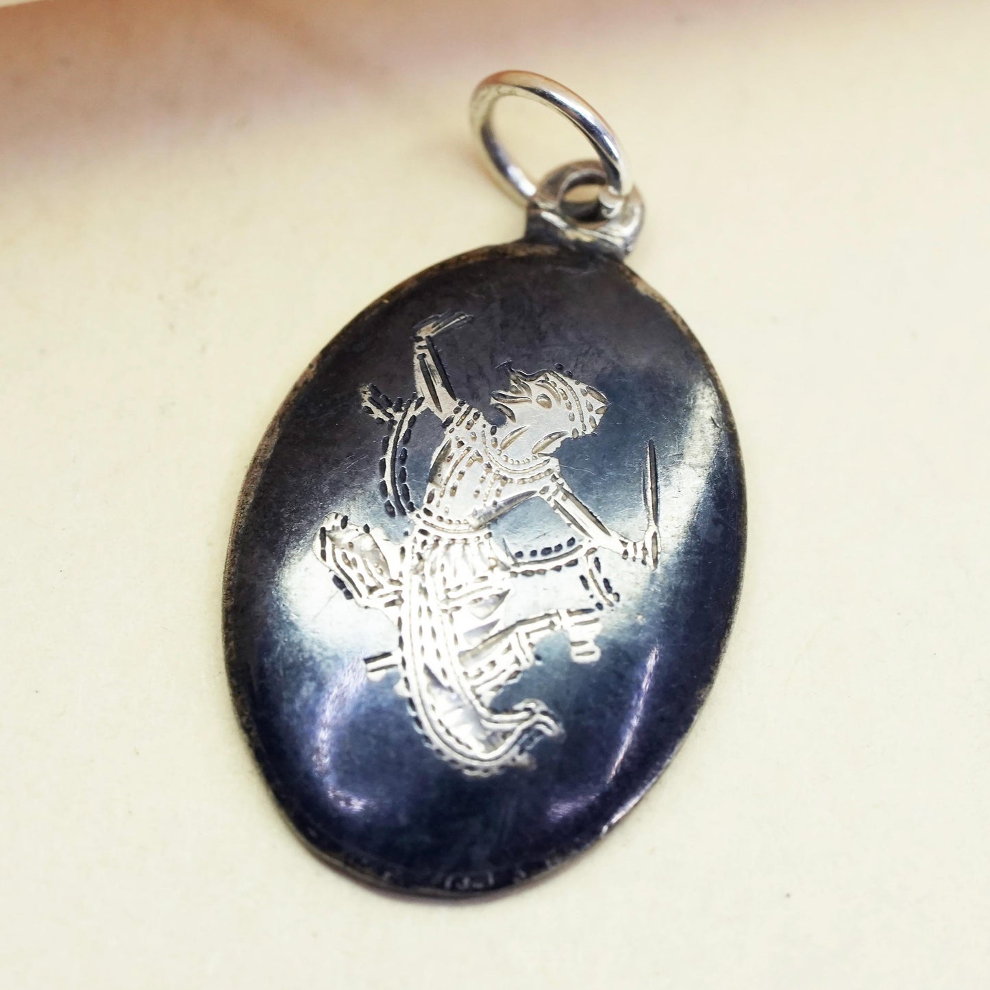 Vintage Siam sterling silver handmade pendant, Indian 925 goodness pendant