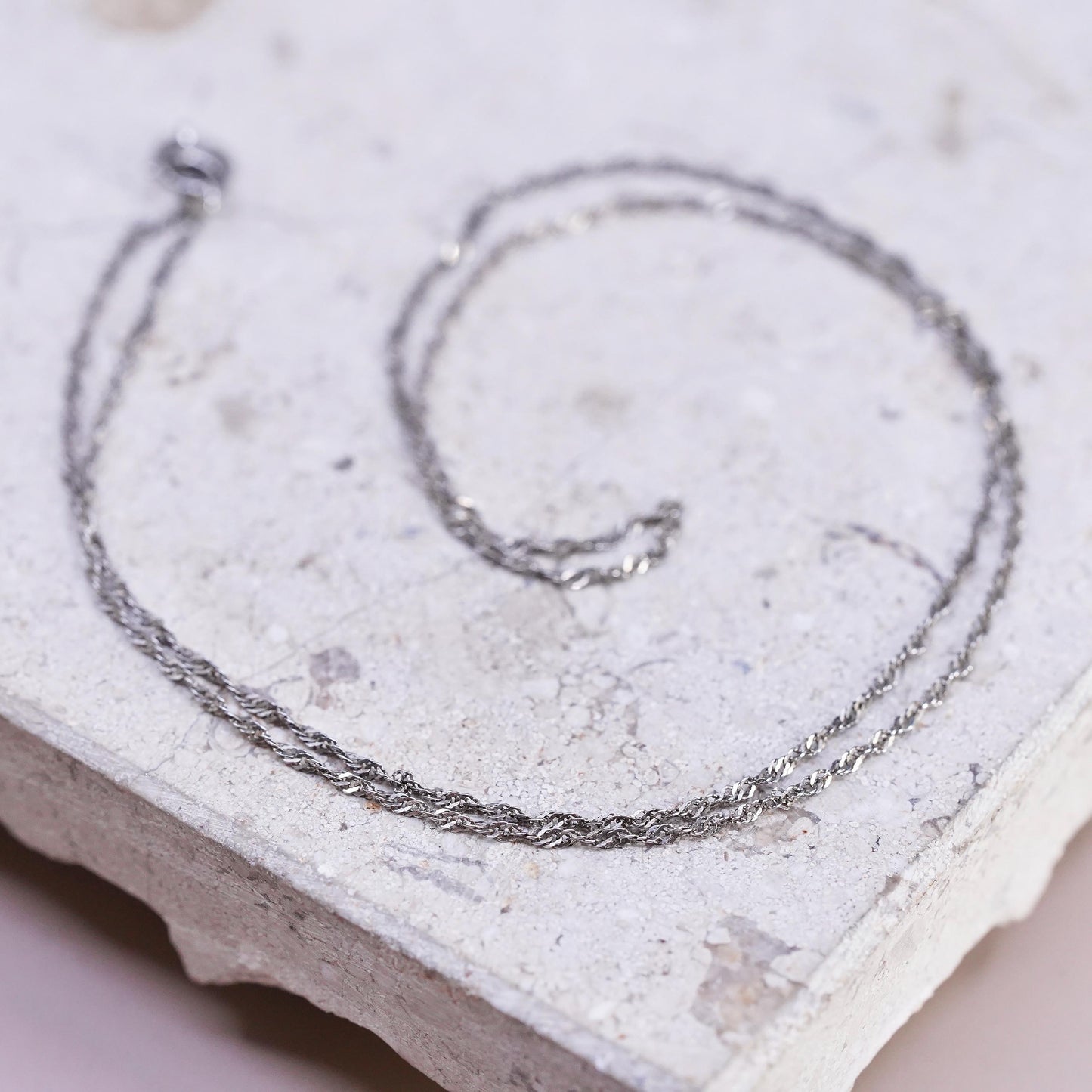 17” 1mm, Vintage Sterling silver necklace, twisted 925 chain