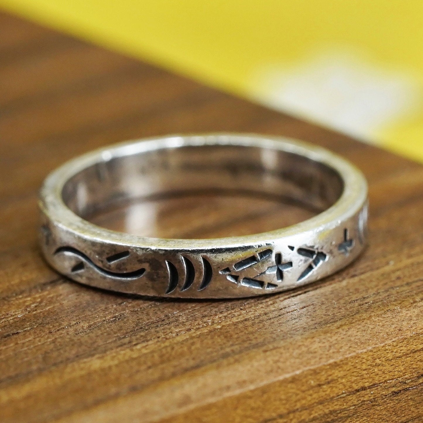 size 5, vintage Sterling silver handmade ring, 925 textured band