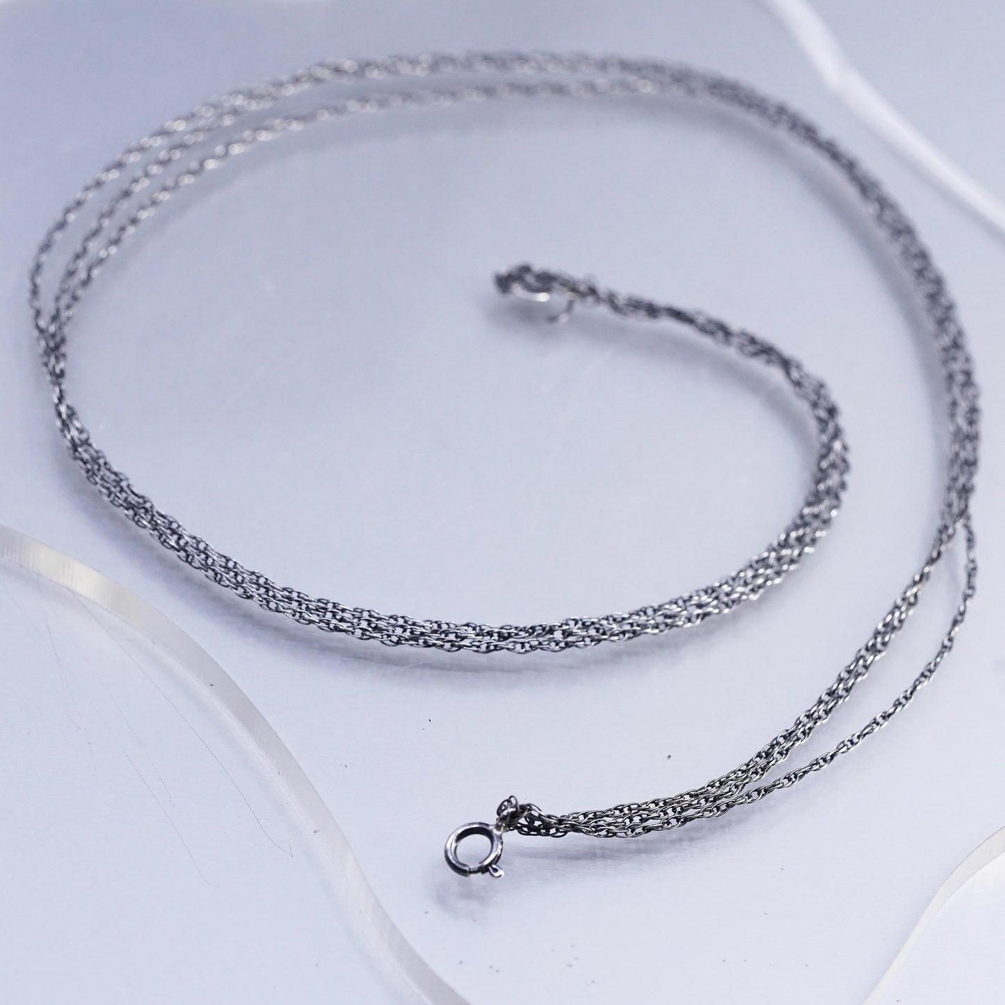 16", VTG Italian Sterling 925 silver multi strands Singapore rope necklace