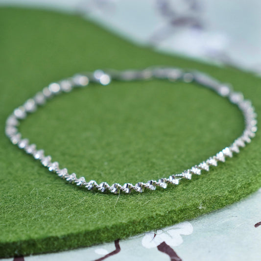 9” 4mm, Vintage sterling silver bracelet, twisted herringbone link bracelet