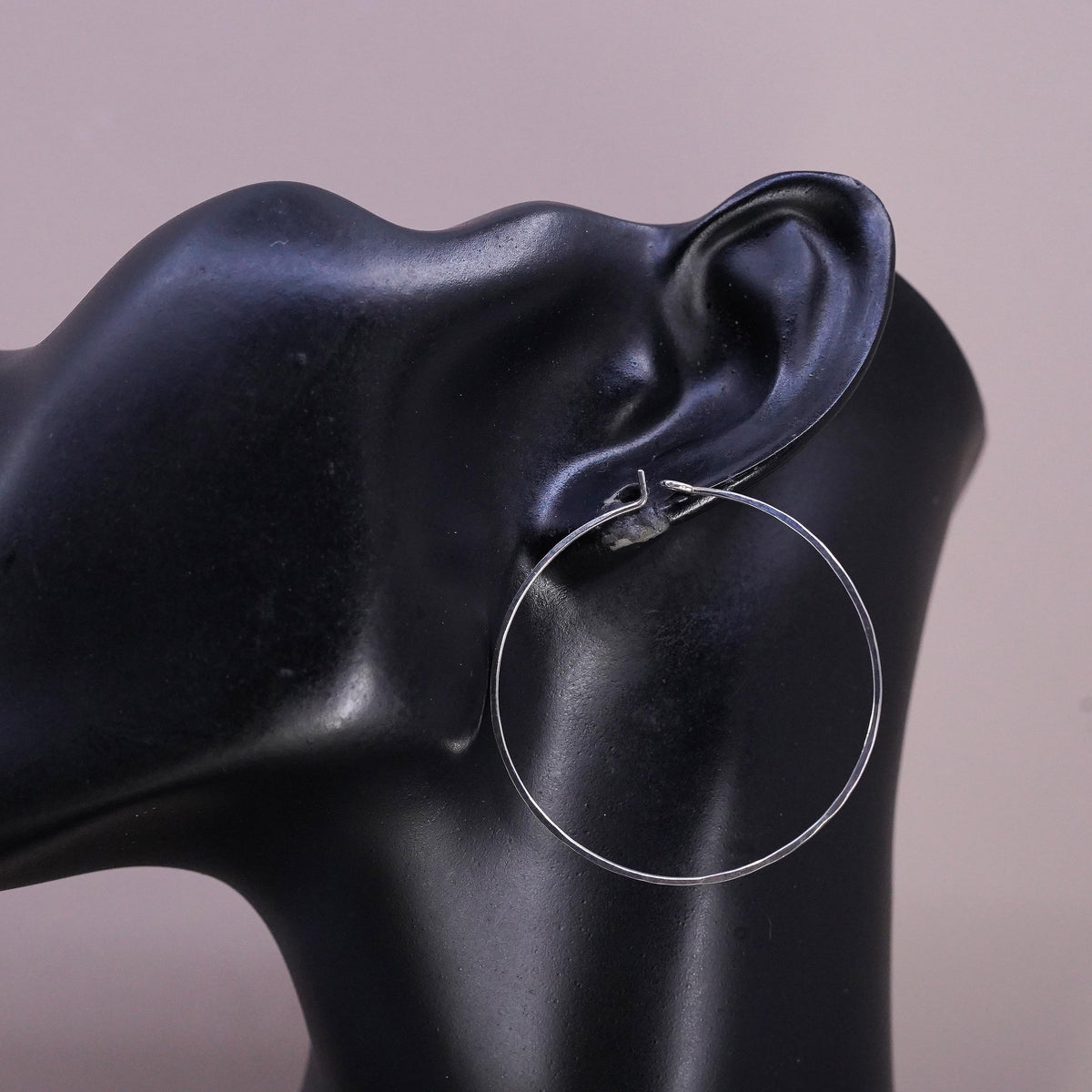 1.75", vintage Sterling silver handmade earrings, 925 hoops, huggie