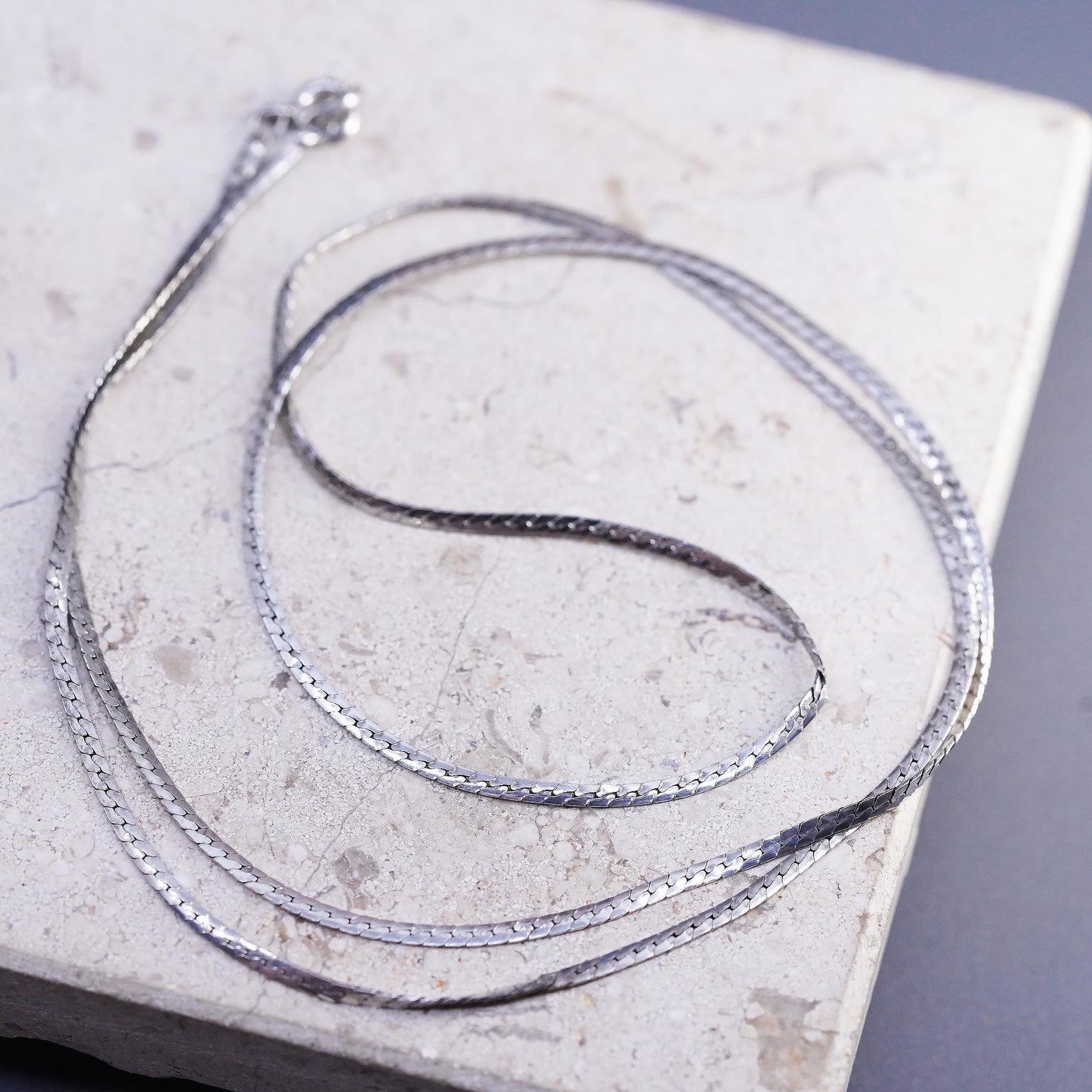 24" 1.6mm, vintage Sterling silver handmade necklace, 925 curb chain