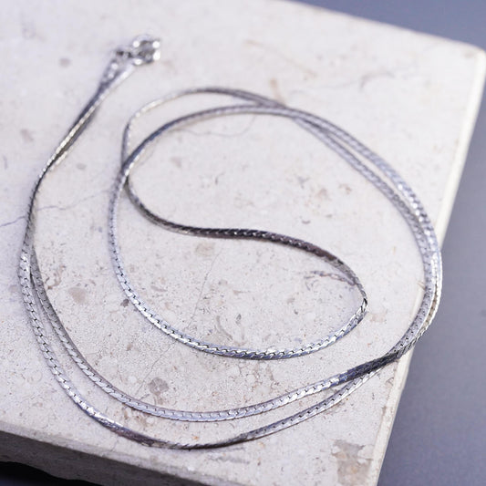 24" 1.6mm, vintage Sterling silver handmade necklace, 925 curb chain