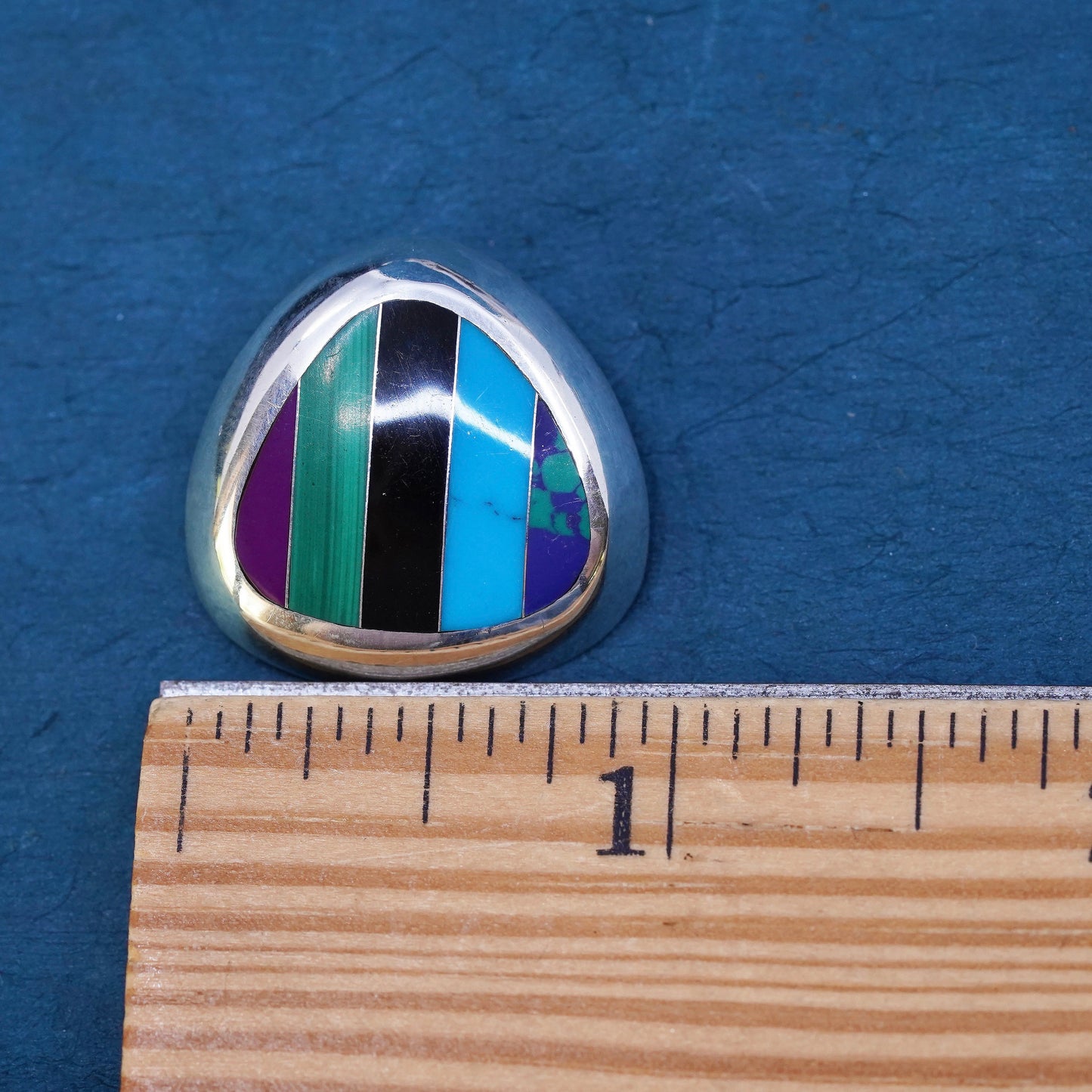Mexican Sterling silver handmade pendant, 925 circle turquoise onyx malachite