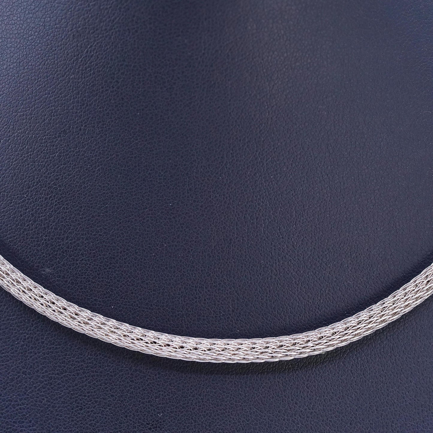 18” 4mm, vintage Sterling 925 silver handmade bold mesh chain necklace