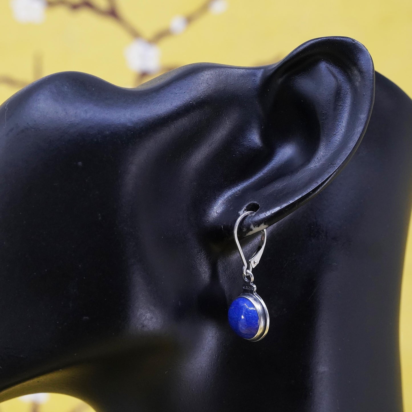 Vintage Carolyn Pollack Relios Sterling 925 Silver circle Earrings lapis lazuli