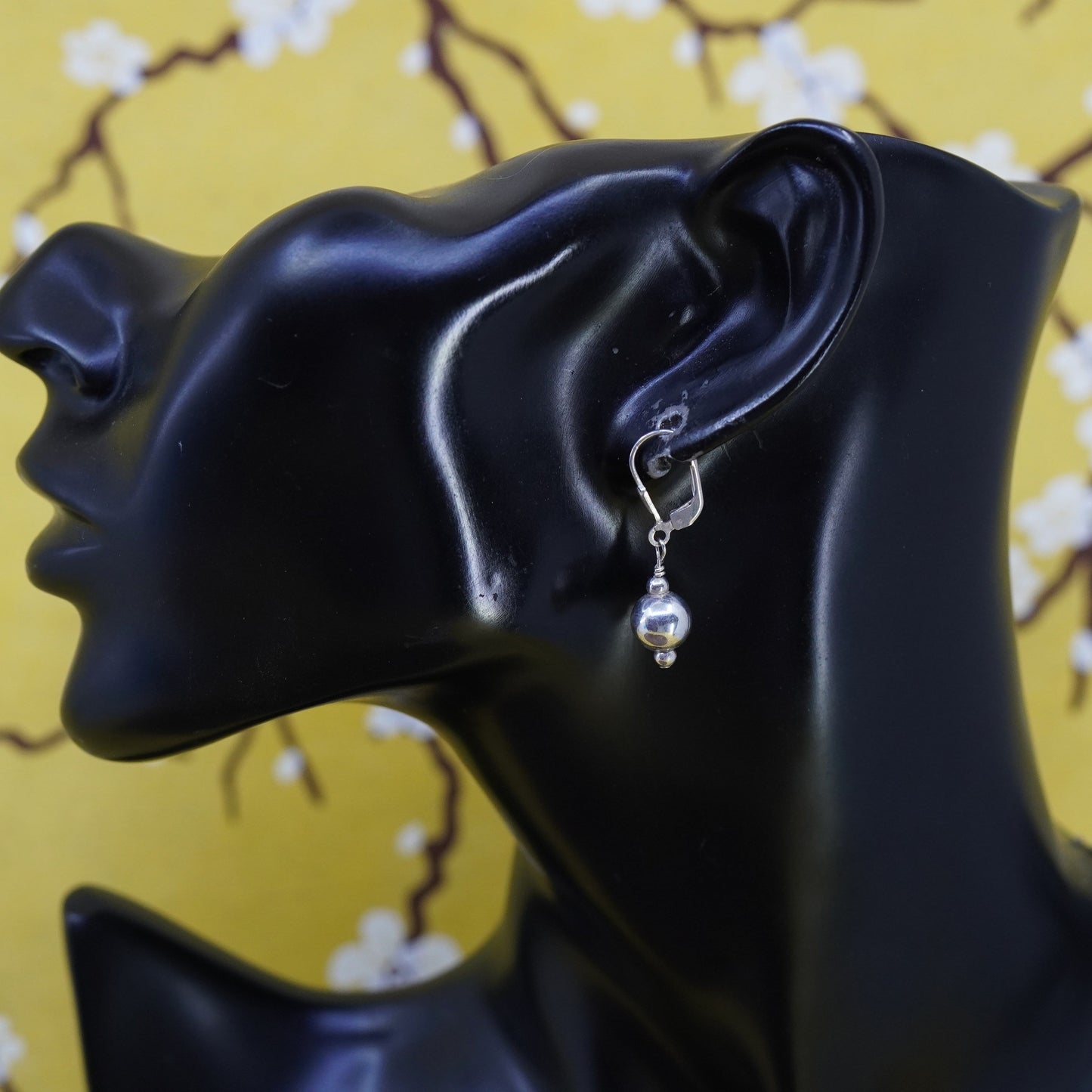 Vintage Sterling silver handmade earrings, 925 beads drops