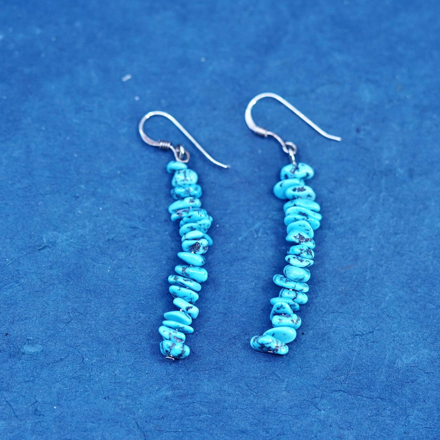 sterling 925 silver handmade earrings with kingman spiderwebbed turquoise beads