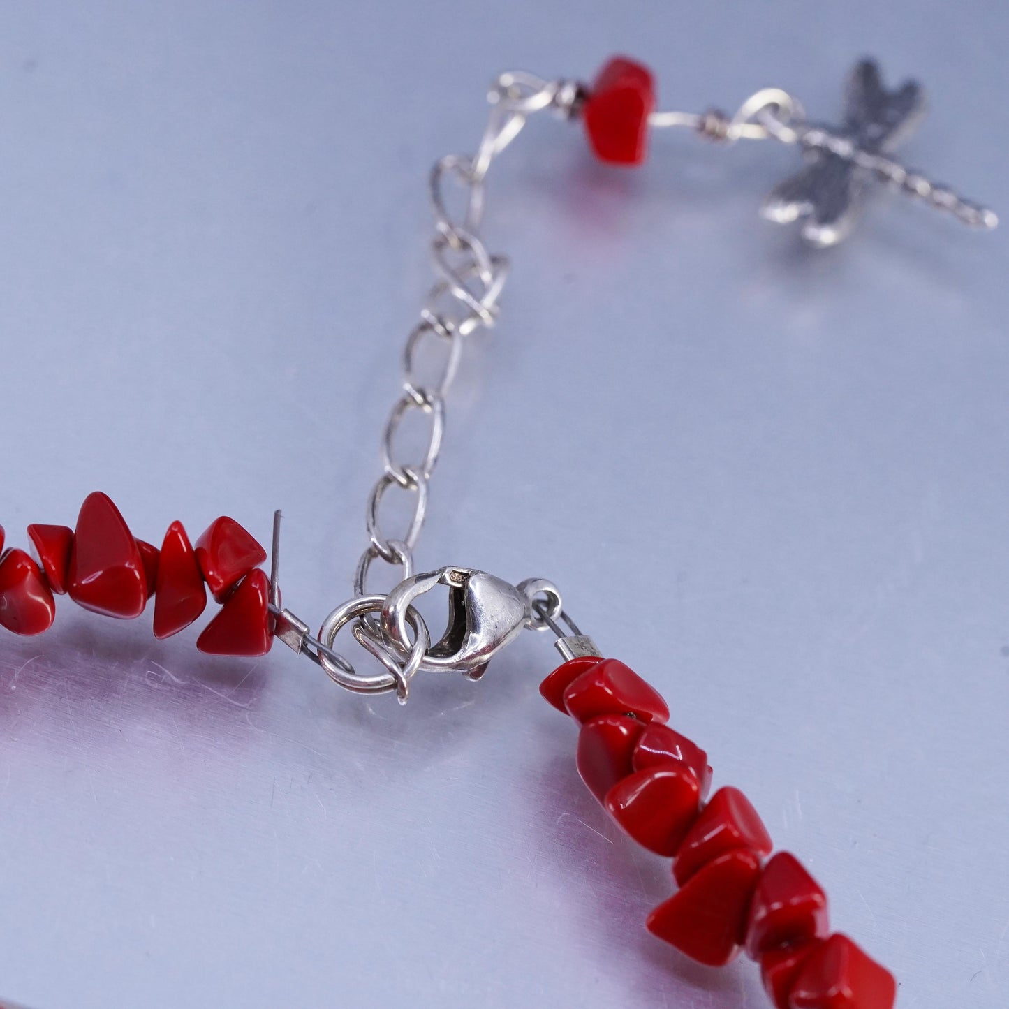 15+2", southwestern Sterling Silver 925 Necklace coral Beads and circle pendant