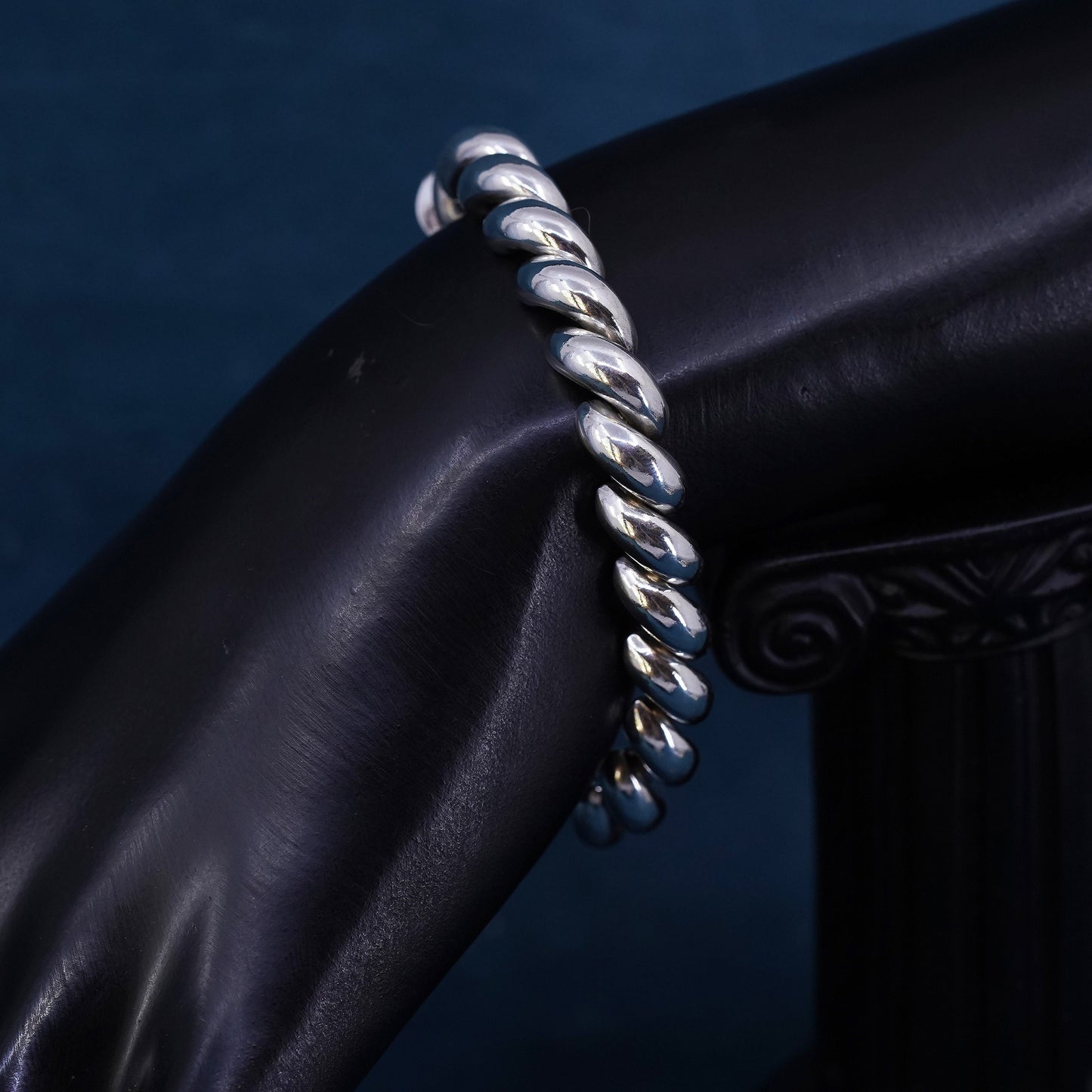 6.5", 11mm, vintage Sterling silver men's bracelet, 925 San Marco chain