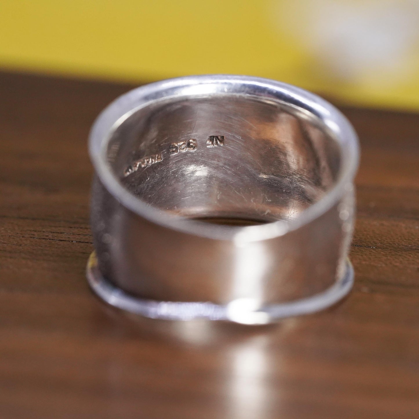 Size 7, vintage Sterling silver handmade ring, glittering 925 ribbed band