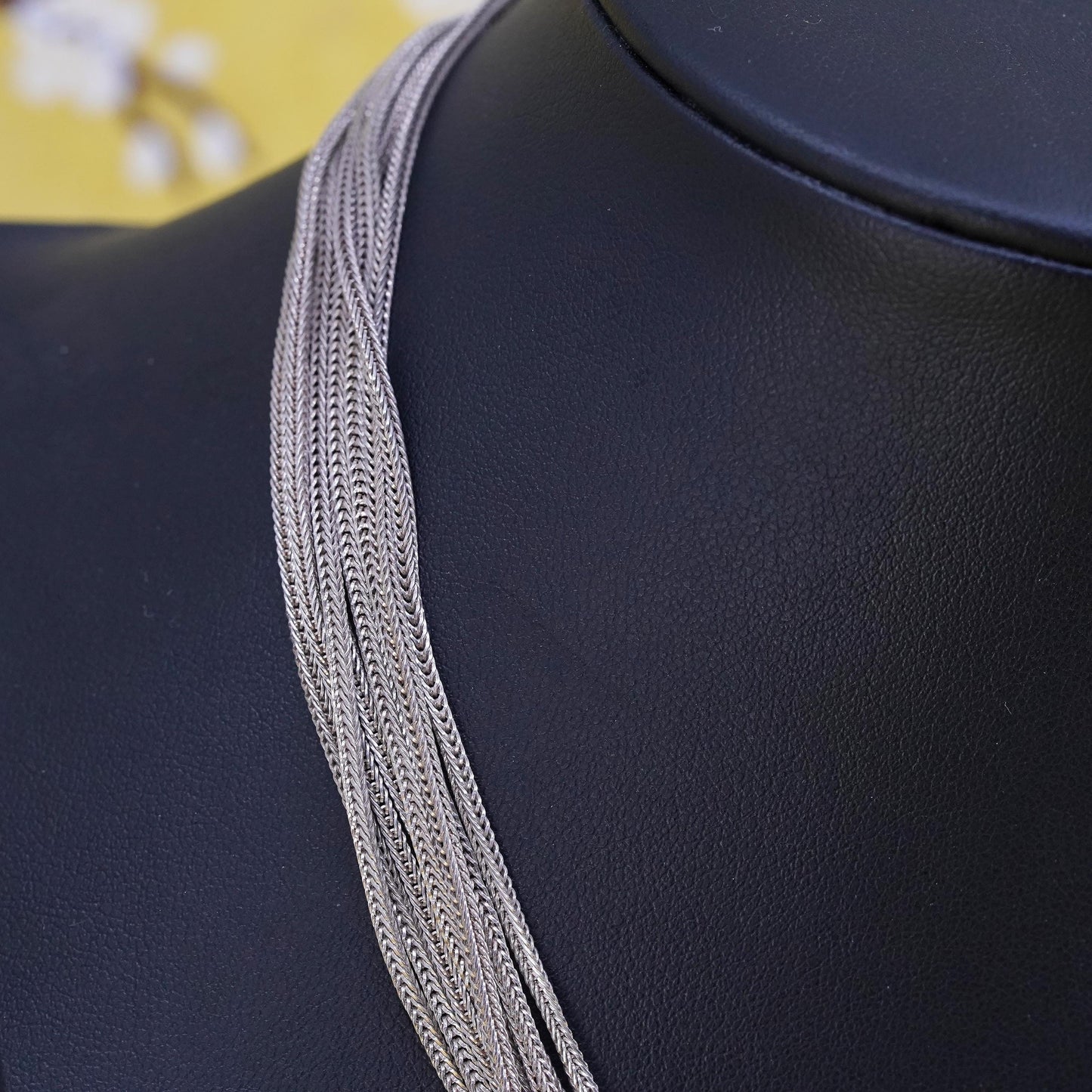 16”, Anatoli Sterling Silver / 925 wheat chain Necklace bar slide pendant