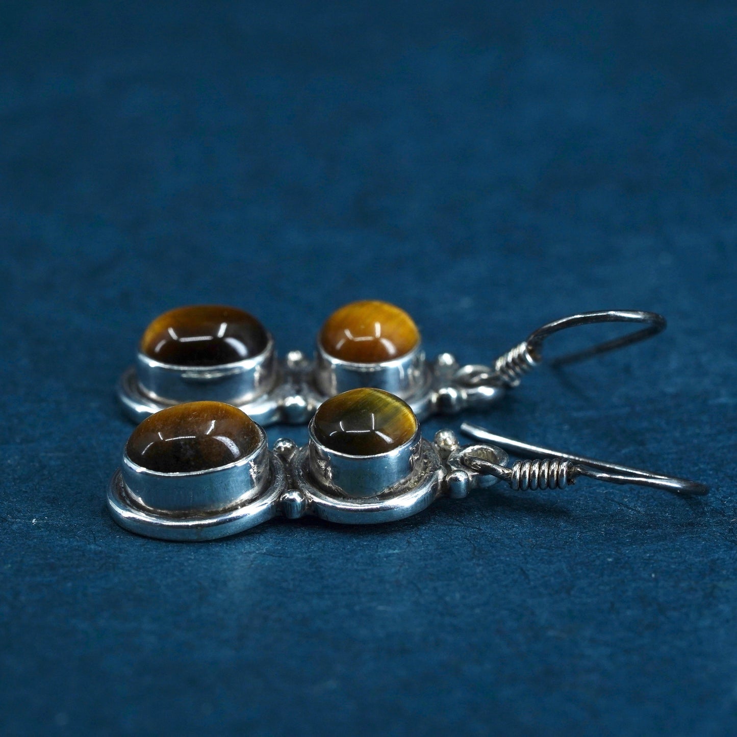 Vintage sterling silver 925 handmade earrings with golden tiger eye