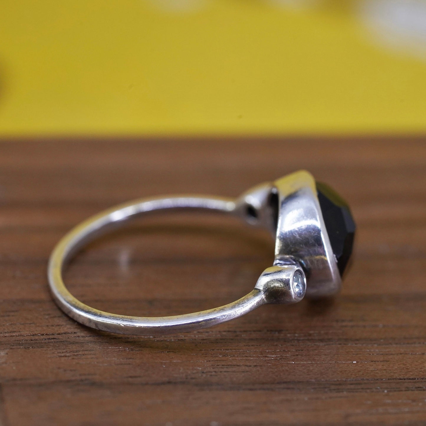 Size 7, vintage handmade statement ring, Sterling Silver smoky topaz Ring