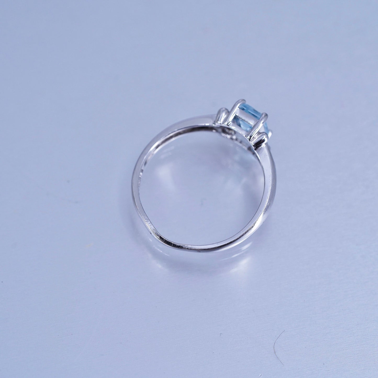 Size 8, vintage Sterling 925 silver handmade ring with blue topaz