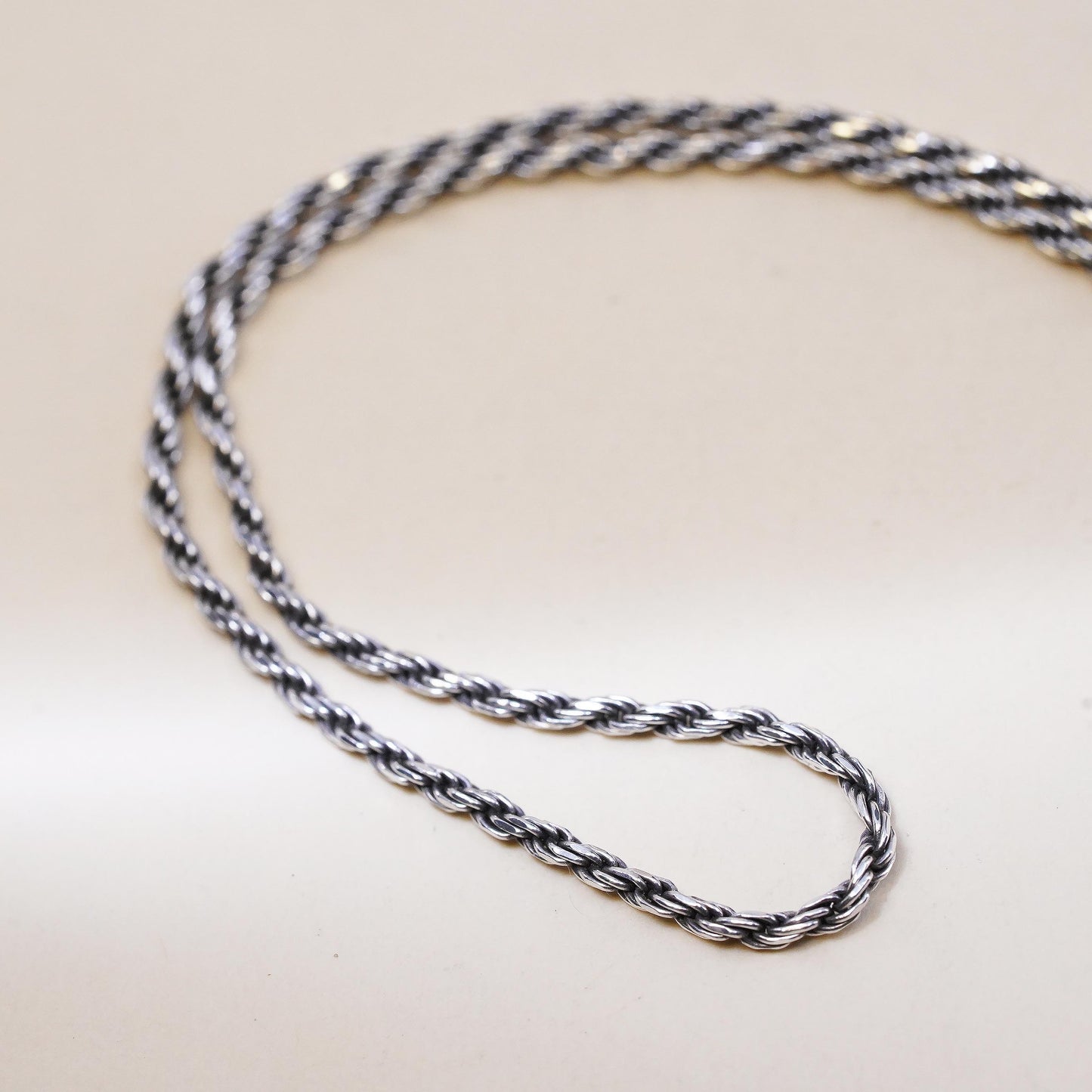 18" 2mm, vintage Sterling silver necklace, 925 circle chain