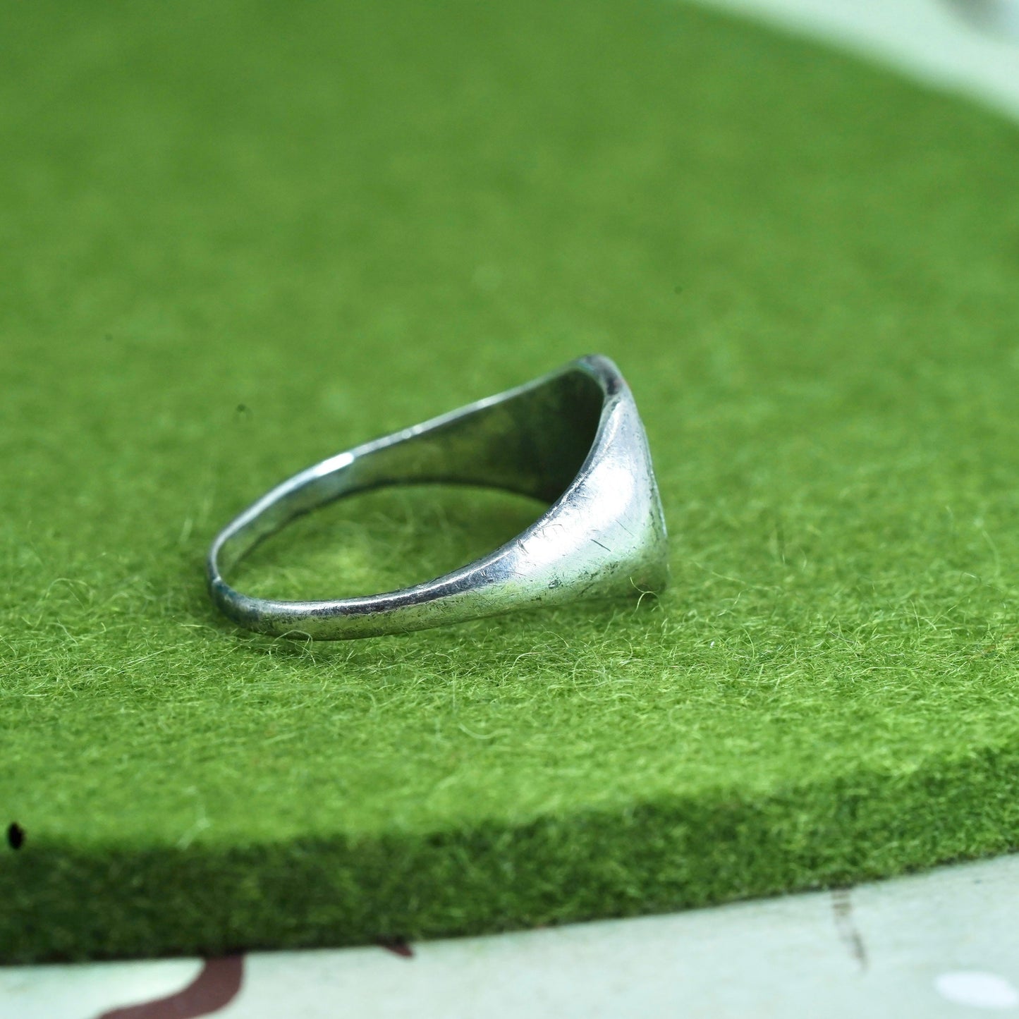 Size 7.5, vintage Sterling silver handmade ring, 925 monogram “EHS” band